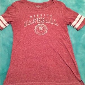 Old Navy medium heather red short sleeve shirt, varsity baseball
